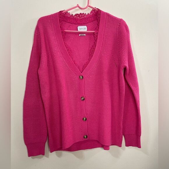 SAYLOR Margaux Button Down Pink Cardigan Size Small - Picture 2 of 8